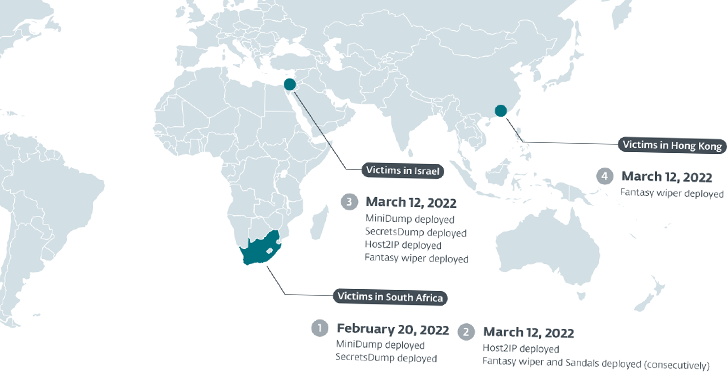 Map showing the Iranian supply-chain attack.